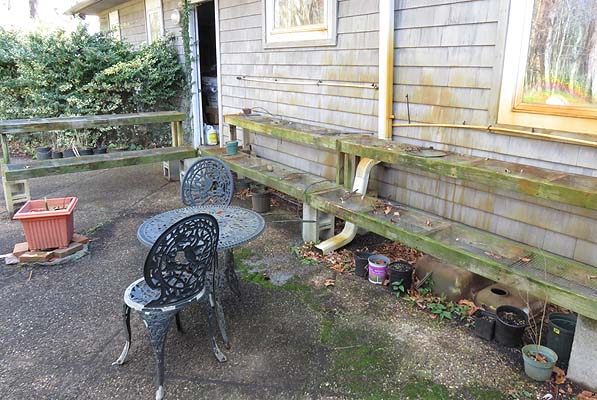 Patio area in winter looks dull, depressing and uninviting