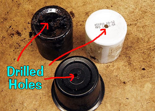 Smaller tough pill containers single drilled drainage hole.